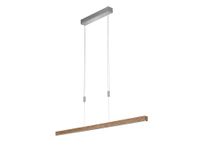 Fischer & Honsel Hanglamp Straburg 1x LED 24,0 Watt, nikkelkleurig, hout natuur - beukenlook 3 standen CCT, in hoogte verstelbaar, traploos dimbaar, 60283, 120 x 6 x 150 cm (l x b x h)