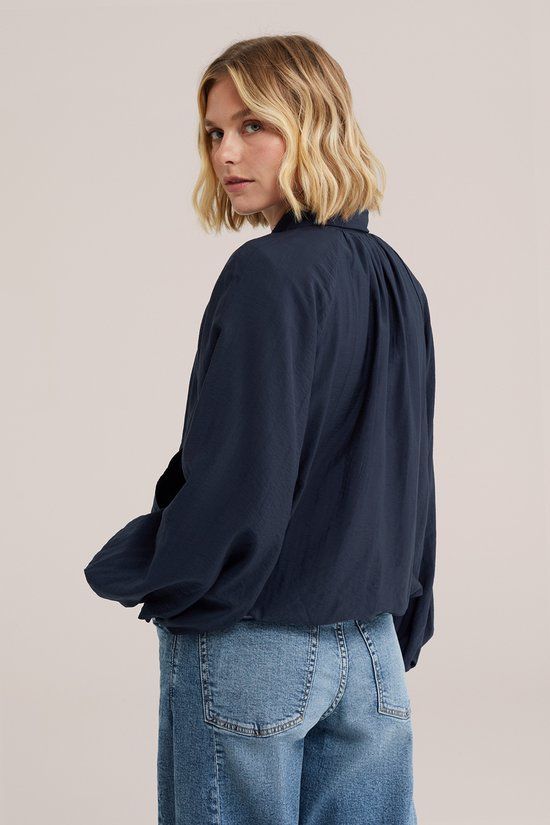 WE Fashion Dames blouse met ballonmouw en rits