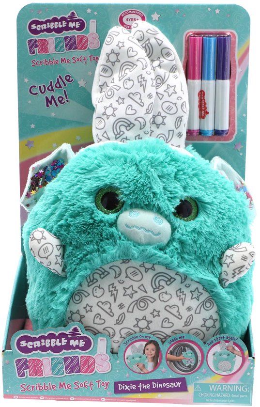 Top1Toys Scribble Me Pluche knuffel om zelf te kleuren met stiften - creatief speelgoed.
