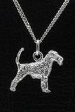 MOOYE ® - Collectie Zilveren Airedale terrier met staart ketting hanger - groot