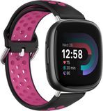 By Qubix - Sportband voor Fitbit Versa 3 & 4 / Sense 1 & 2 - Large - Zwart + Roze
