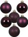 Decoris Kleine kerstballen - 28x - kunststof - aubergine paars - 3 cm