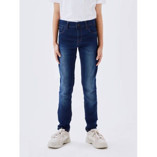 NAME IT KIDS slim fit jeans NKMTHEO dark blue denim