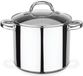 Unyqoos® Set de 2 casseroles en acier inoxydable pour légumes, 22 cm, 6,8 litres, avec couvercle en verre, argent