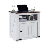 VEVOR Farmhouse Bijzettafel, vierkant nachtkastje met USB-poorten en stopcontacten, 3-traps bijzettafel met opbergkast, ideaal voor woonkamer, slaapkamer, kantoor, wit