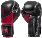 Metal Boxe Bokshandschoenen Omega 10 oz Zwart/Burgundy Leer Unisex Volwassenen