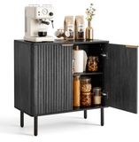 VEVOR Koffiebarkast, Mid Century Fluted Koffiebartafel met 2-Lag Opslag, Buffetstandkast met Staldeur, Buffetstation voor Woonkamer, Entree, 80 X 37,5 X 80 cm, Zwart
