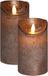 Anna's Collection bougies LED/bougies sur socle - 2x pièce - bronze - D7,5 cm - cire - blanc chaud