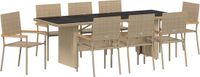vidaXL Tuin Eettafel Set 9-delig Beige Polyrattan