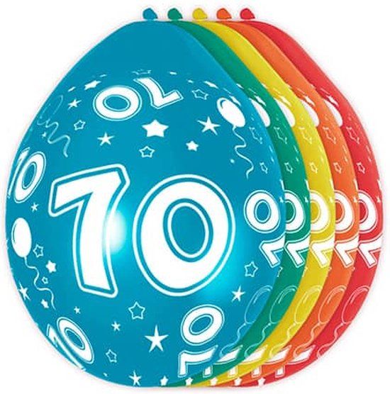 Folat Ballon 70 jaar Multi 5 stuks