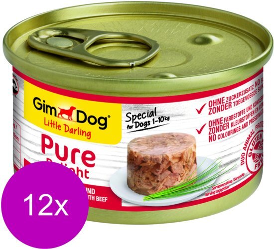 GIMDOG Little Darling Pure Delight 85 g - Hondenvoer - 12 x Tonijn&Rund