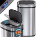 Wan GmbH Détecteur de mouvement Poubelle 58 Litres Couvercle automatique Étanche - Seau à déchets Câble USB Argent