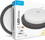 Modee LED Plafondlamp 18W met Bewegingsmelder PIR - IP65 - 19.5cm - Blanc neutre - Rond - Noir