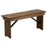 Flash Meubilair HERCULES Serie 40'' x 12'' Antiek Rustiek Effen Pine Vouwbank