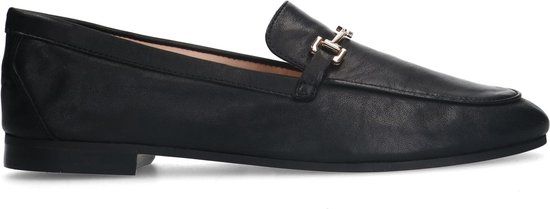 Sacha Dames Zwarte Leren Loafers met Goudkleurige Chain - Maat 39