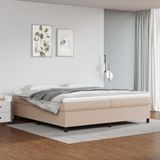 Maison Exclusive Lit à lattes avec sommier intégré, matelas couleur cappuccino, dimensions 200x200 cm, revêtement en similicuir