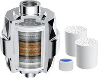 Merkloos Douchekopfilter met 20-laags filtratie, hardwaterfilter verwijdert chloor en zwaar metaal, past op elke douchekop, 2 vervangbare patronen, chroom