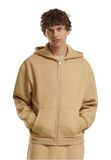 Build Your Brand Zachte hoodie met rits en capuchon - Beige - M