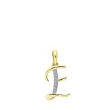 Lucardi Dames alfabet hanger met diamant (0,03ct) - Hanger - Cadeau - 14 Karaat Goud - Geelgoud