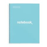 Miquelrius Notitieboek A4 Emotions, 80 vellen 90 g/m², horizontaal gelinieerd 7 mm, 1 kleurband, microgeperforeerd, gelinieerd notitieboek, extra harde kaft, 4 gaten, hemelsblauw