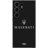 Samsung Galaxy S24 ULTRA MASERTATI Etui WIT CARBON ACHTERGROND MOUSE EN HULL Maniacase