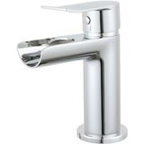 BES LED Leoni Waterval Wastafelkraan - Wastafelmengkraan - Opbouw - Rond - Chroom