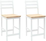 vidaXL Eetkamerstoelen, 2 stuks, massief rubberhout, wit