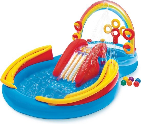 Baby Zwembad Waterspeelset Regenboog Ring Intex 57453NP - 297cm x 193cm x 135cm Baby Zwembad