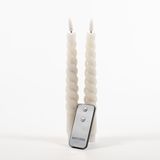 Anna's Collection 2Pcs Ivory Swirl Rustic Wax Taper Candle 23 cm 3D Wick R