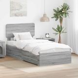 Maison Exclusive - Cadre de lit avec tête de lit Sonoma gris 75 x 190 cm Matériau dérivé du bois