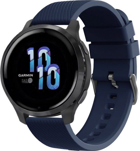 iMoshion Siliconen 22 mm bandje - Donkerblauw - Geschikt voor Garmin, Samsung, Polar, Xiaomi, Huawei, OnePlus, Fossil - Smartwatch bandje