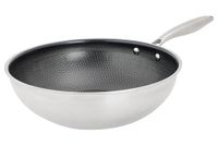 Cosy&Trendy Hexapro Wokpan - Ø28x9cm - PFAS-vrij - Inductie Wokpan - Ovenbestendig tot 200°C - Snelle opwarming – Zonder deksel - Zilver-grijs