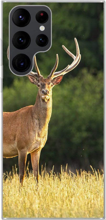 SleevesAndCases Samsung Galaxy S22 Ultra Case - Deer - Antler - Grass - Nature - Animals - Green - Silicone Phone Case