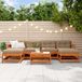 Prolenta Maison Exclusive - Ensemble de salon de jardin, 7 pièces, couleur marron cire, en bois de pin massif