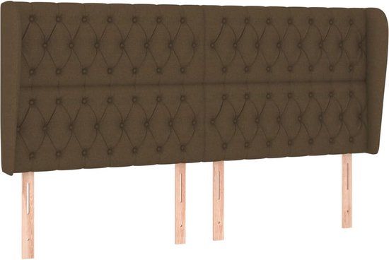 vidaXL Hoofdbord met randen 203x23x118/128 cm stof donkerbruin