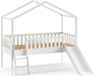 Vipack Kinderbed met Glijbaan Dallas 90x200cm - Halfhoogslaper - Kajuitbed - Bed als Huis - Peuterbed - Ledikant - Bedframe Wit