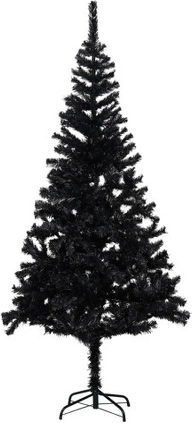 vidaXL Kunstkerstboom met Standaard, Zwart, 210 cm PVC