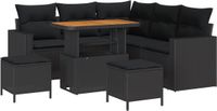 vidaXL Tuinbank Set Zwart Poly Rattan