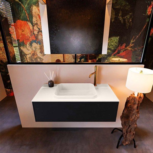 Mondiaz ERIN 100cm badmeubelset Urban met lade en Linen wastafel