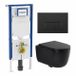 Geberit QeramiQ Dely Swirl Toiletset - 36.3x51.7cm - Geberit UP720 Duofix Sigma inbouwreservoir - 35mm zitting - bedieningsplaat mat zwart - rechthoekige knoppen - mat zwart