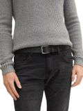 Tom Tailor - TTSCOTT leren riem met vierkante gesp - Maat 110 - black uni