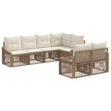 vidaXL Tuinbank Set 7-delig 7 Zitplaatsen Beige Poly Rattan