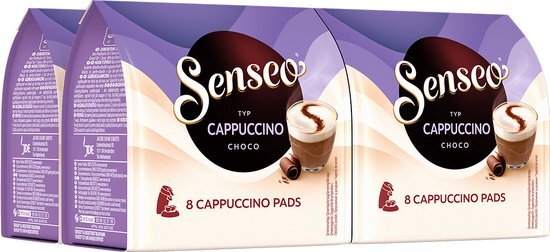 SENSEO Koffiepads Cappuccino Choco (32 Pads, Cappuccino Choco Pads voor Koffiepadmachines, Cappuccino met Chocolade Smaak), 4 x 8 Pads