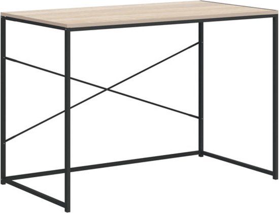 vidaXL Computerbureau 110x60x70 cm bewerkt hout zwart en eikenkleurig