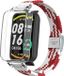 By Qubix - Braided nylon bandje met case - Rood met wit - Geschikt voor Xiaomi Smart Band 7 Pro / Mi Band 7 Pro bandje