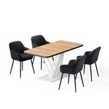 Vicco Ensemble de table à manger "Fenaro", Chêne doré/Blanc, 120x80cm | avec 4 chaises de salle à manger