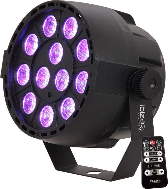 Ibiza Light LED Spot RGB - Multikleur 12 x 3W - Zwart - Met Afstandsbediening