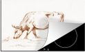 Merkloos KitchenYeah® Inductie beschermer 77x51 cm - Grazende stier - schilderij van Jean Bernard - Inductiebeschermer