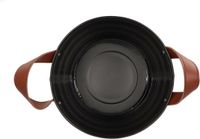 DK Design Plantenpot/bloempot emmer Leather- zink - zwart - D20 x H19 cm