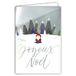 Kaart Kerstman skiër vrolijk kerstfeest zilver glanzend met witte envelop formaat 12 x 17,5 cm